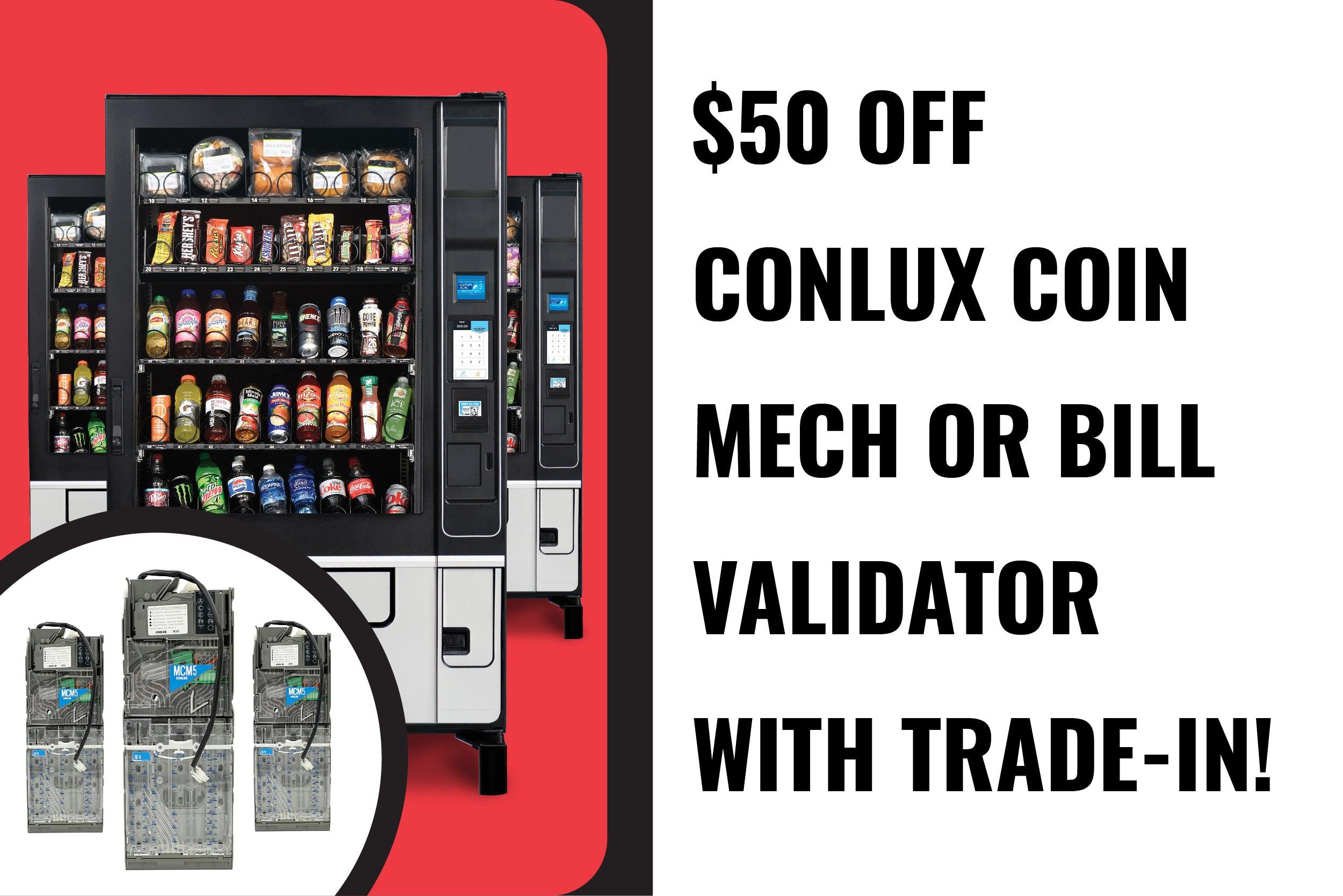 Vending Special: $50 Off Conlux Coin Mech or Bill Validator with Trade-In! - Vendnet